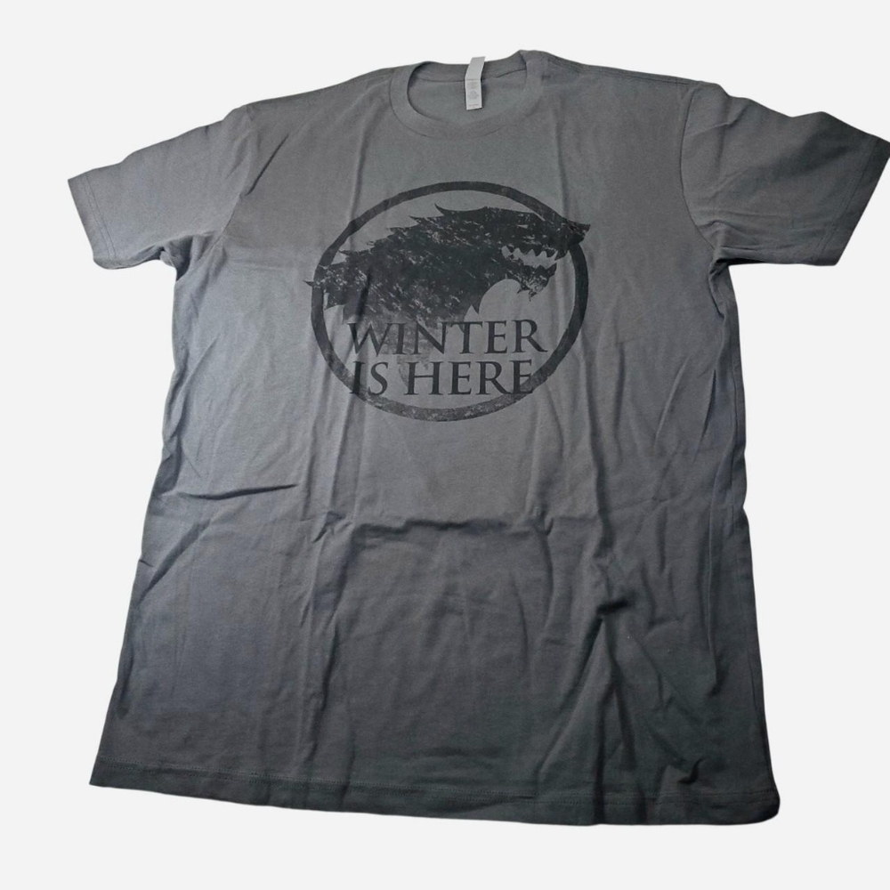 Grey Game of Thrones "Winter is Here" T-shirt Large Mens 100% Cotton